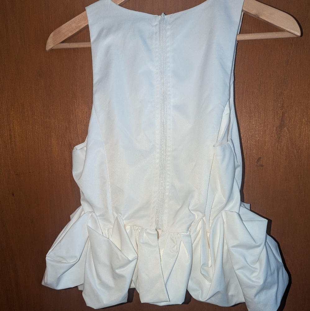 DO+BE White Sleeveless Top with Poofy Peplum Ruffle Detail - Picture 4 of 4